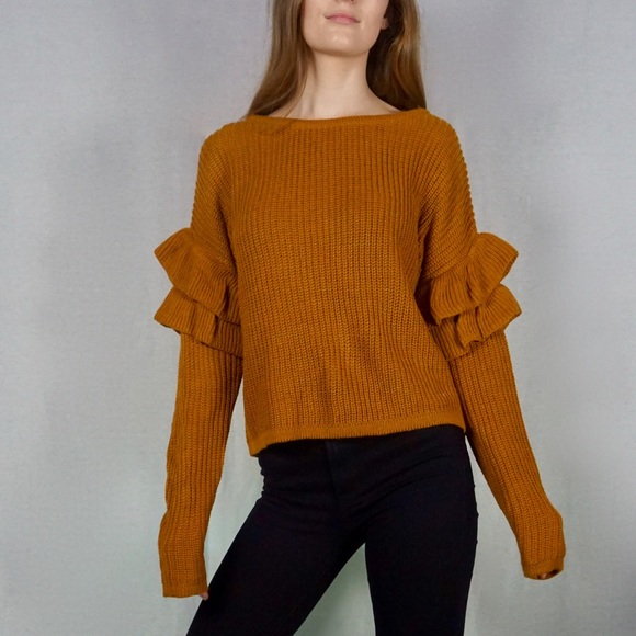 Ruffle sleeve sweater (Rust color) - Picture 2 of 7